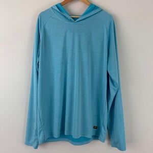 Mier Mens XL Sun Protection Hoodie Light Blue Heathered Long Sleeve Running